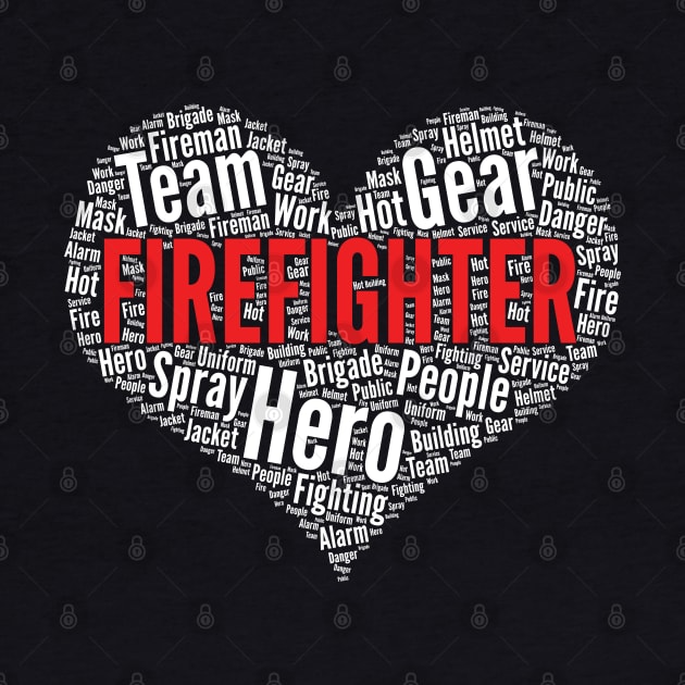 Firefighter Heart Shape Word Cloud Design product by theodoros20